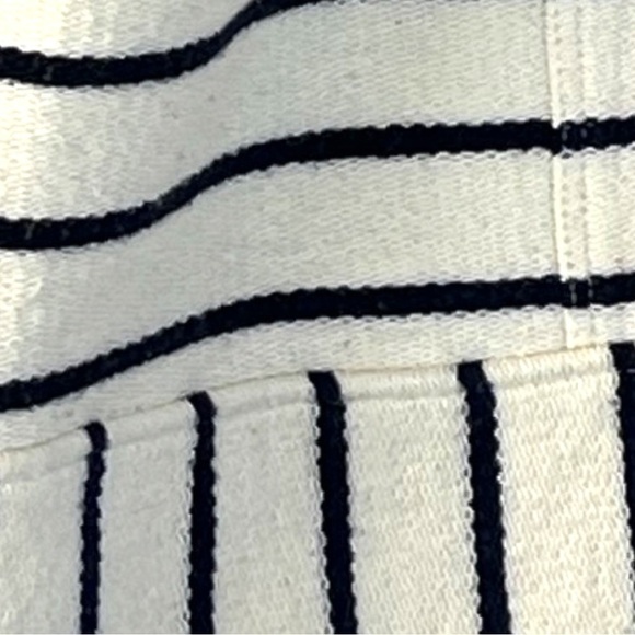 Loft Ann Taylor Snap Button Blazer Jacket Size Medium Striped White Navy Cotton - Picture 5 of 9